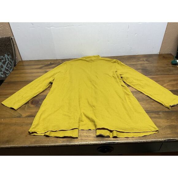EILEEN FISHER Mustard Yellow Boiled Wool Jersey Shawl Collar Jacket Size Large - Picture 9 of 9